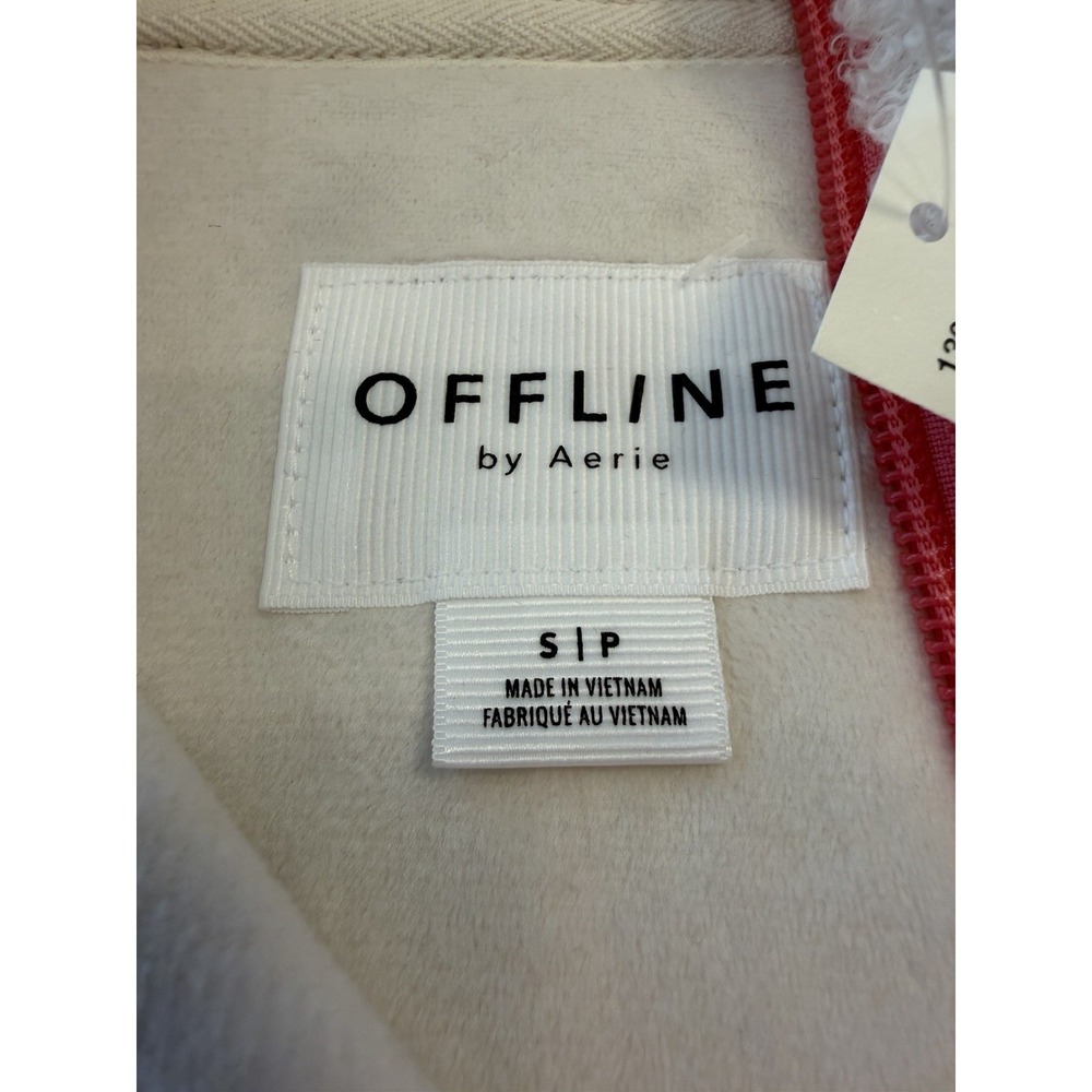 Aerie Offline Sherpa Fleece Jacket Pink Cream Zip Up Womens Sz S Cabincore NWT - Picture 4 of 11